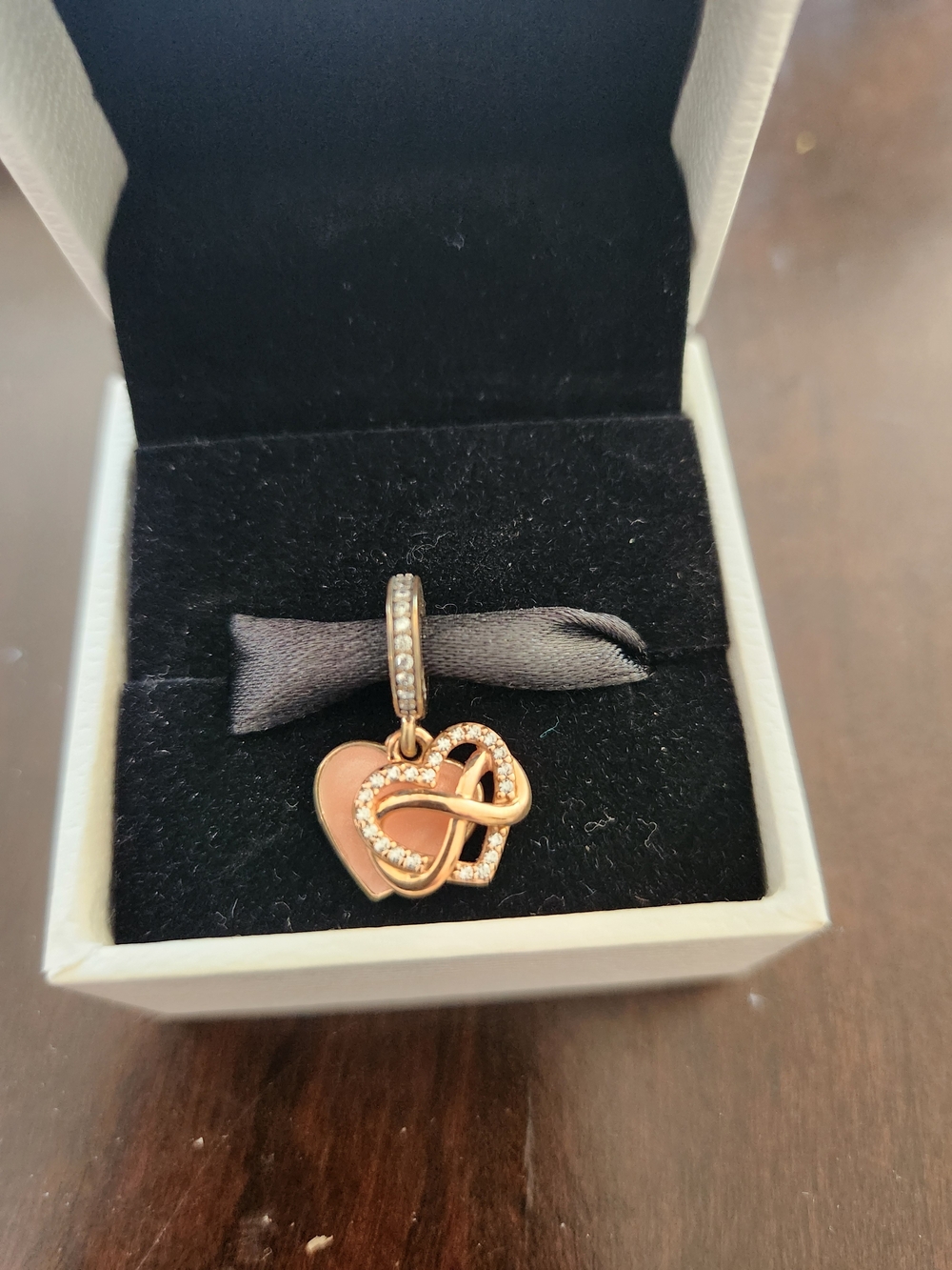 Pandora Rose Gold Heart & Infinity Charm with Crystals